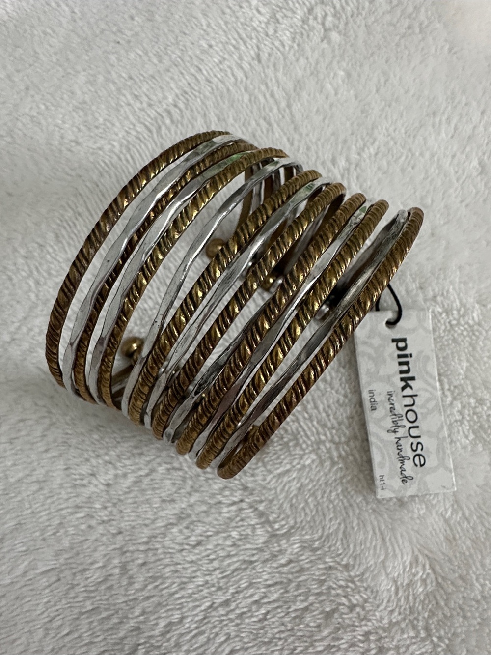 Pink house Handmade Two-Tone Gold & Silver Wrap Bracelet New